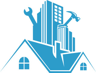 Fototapeta premium Real estate construction Repair vector logo design template