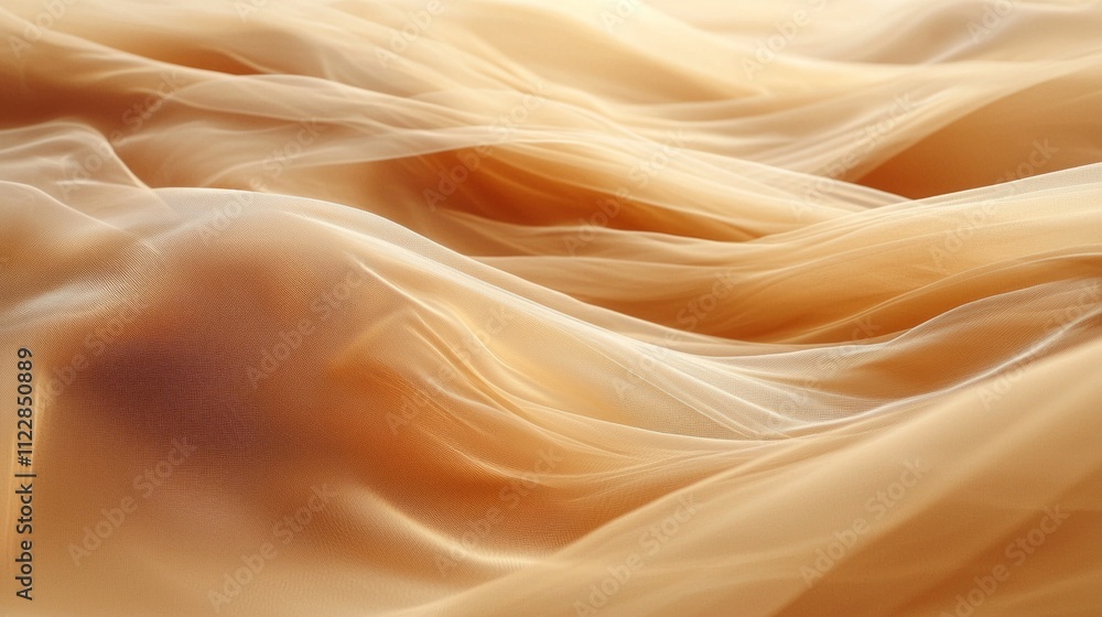 Poster Soft and luxurious mocha mousse fabric elegantly cascades, creating serene waves of color that enhance any modern space or design project