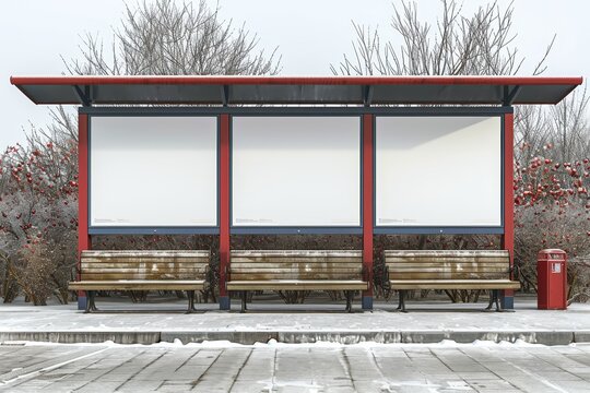 Empty caddebostan street with vertical mockup for bus stop billboard featuring clear copy space
