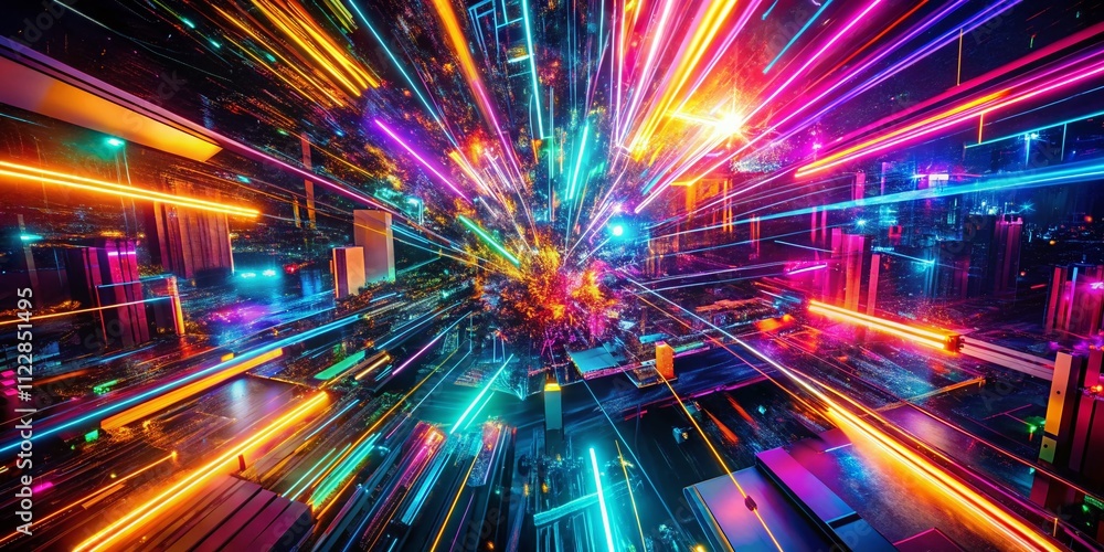 Poster colorful abstract neon noir background with futuristic elements creating a moody atmosphere of vibra