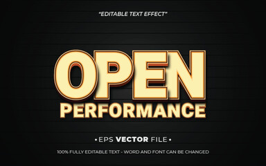Open Performance 3d text effect editable vector