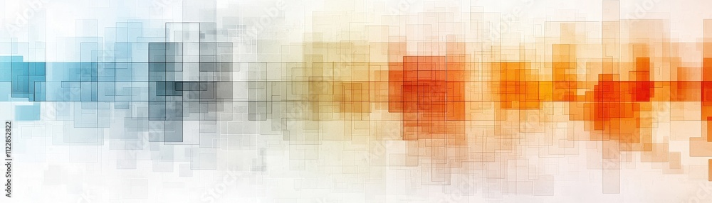 Poster a vibrant abstract wave pattern featuring blended colors of blue, orange, and gray, creating a dynam
