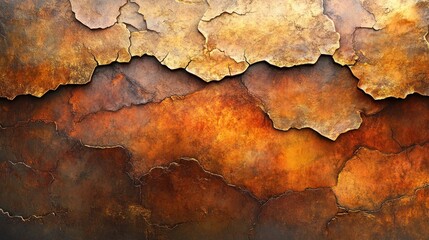 Obraz premium Abstract texture of cracked and weathered surface in warm tones.
