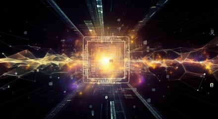 Fototapeta premium 3D Big data technology Data science analysing artificial intelligence generative AI deep learning machine learning algorithm Neural flow network analytics innovation abstract futuristic.