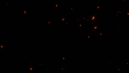 isolated of flying fire spark particles on black background