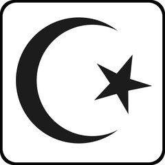 A crescent moon icon with a star.