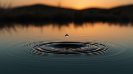 Goldene Wasserreflexionen und ein ruhiger Tropfen