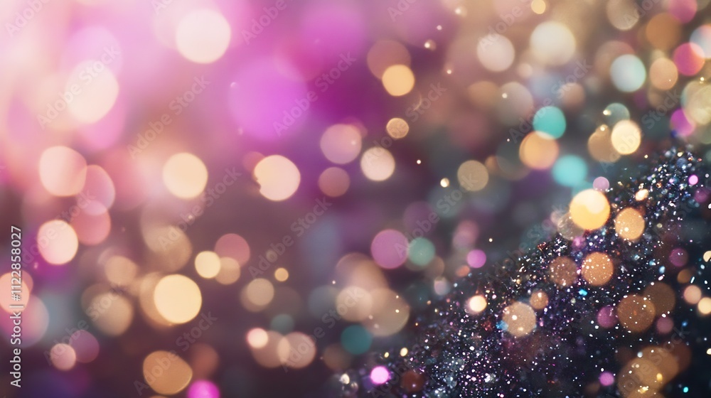 Fototapete vibrant abstract glitter bokeh background with multicolored light and sparkle for celebrations : gen