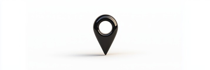 Glossy black location marker stands out against white background for navigation purposes