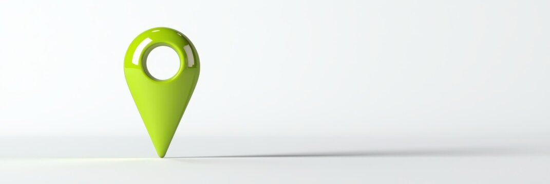 Glossy green location marker on a plain white background showcasing digital navigation
