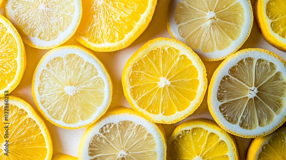 Aufkleber bright yellow lemon slices creating a vibrant and refreshing citrus pattern : generative ai