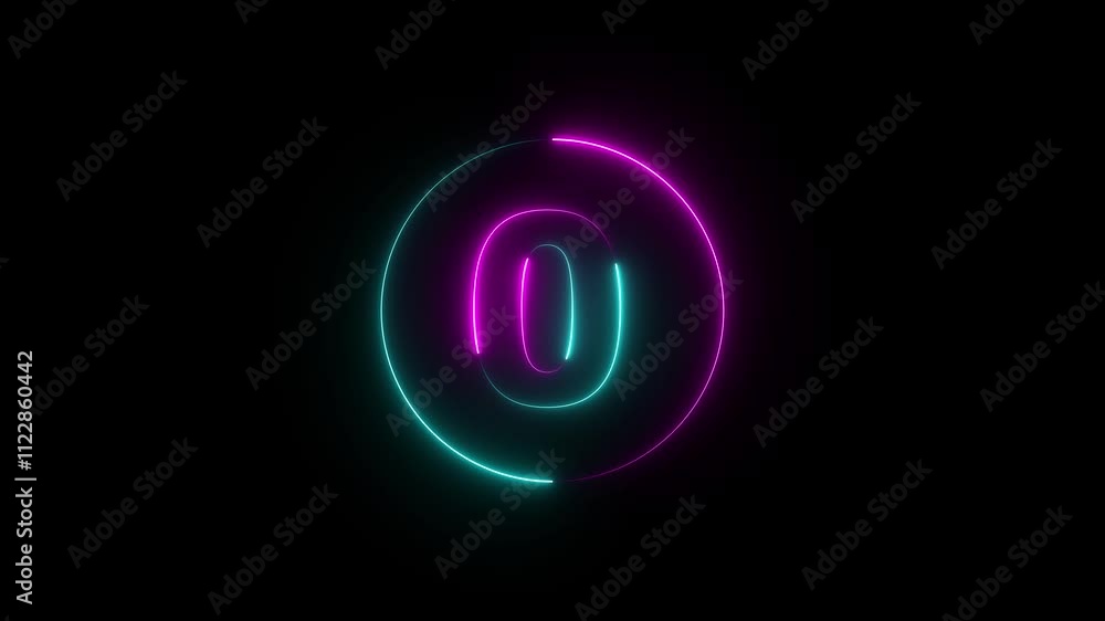 Poster 5 to 0 second modern digital countdown timer neon light style. neon glowing countdown numbers 5 to 0