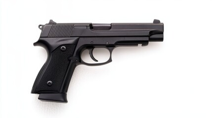 Handgun displayed in a side view against a white background