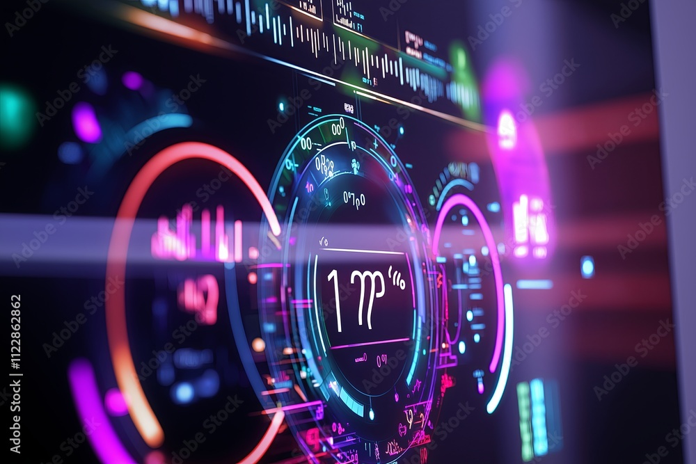 Poster A smart thermostat with an interactive holographic display showing temperature data