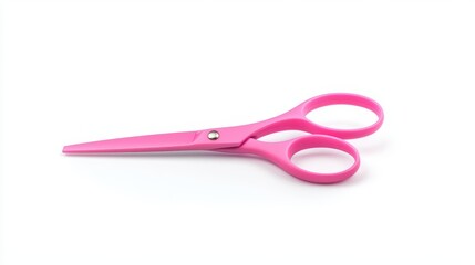 Bright pink school scissors shown in a closed position against a white background