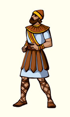 Obraz premium Vector drawing. The king looks at the youths in the oven