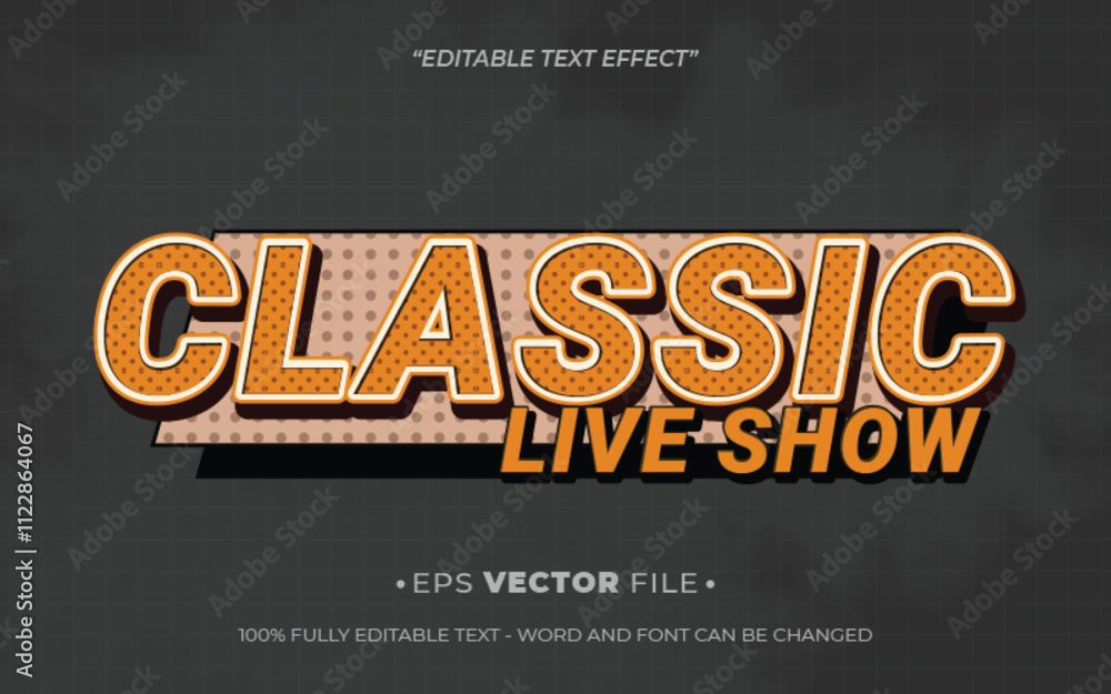 Poster classic live show 3d text effect editable vector