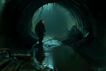Fototapeta premium Female coal miner working underground