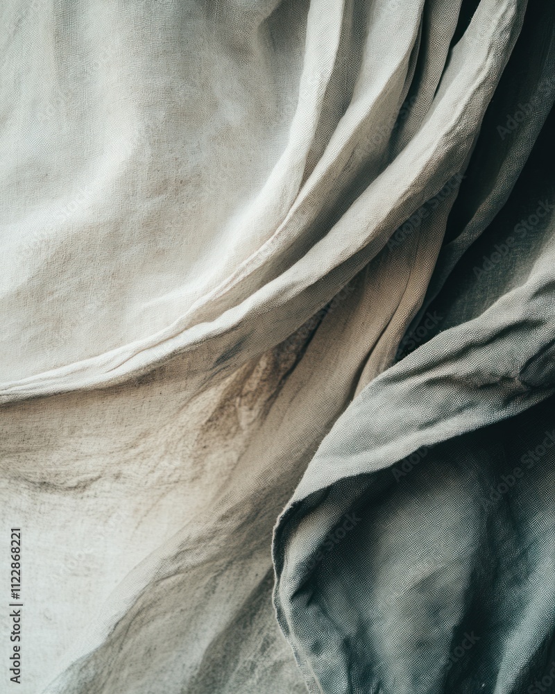 Poster a close-up of draped fabric showcasing soft textures and subtle color gradients.
