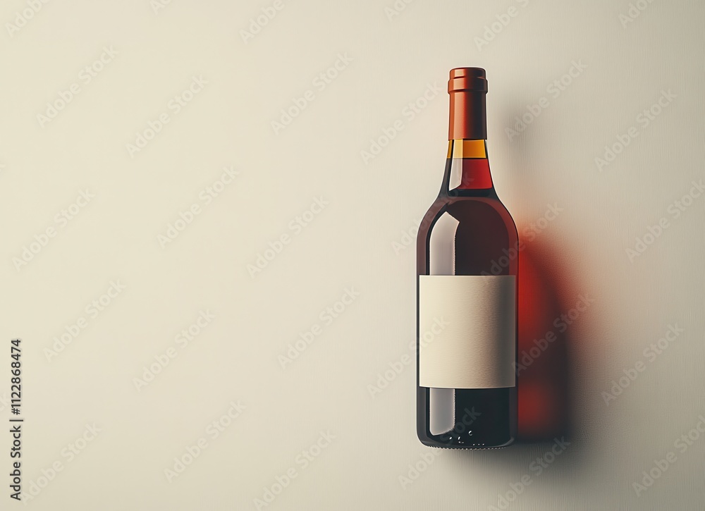 Poster elegant wine bottle with blank label on a minimalist background, perfect for customization and desig