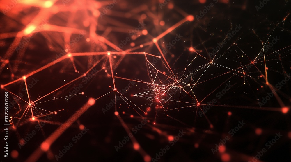 Poster abstract digital network with bright nodes and high-tech connections