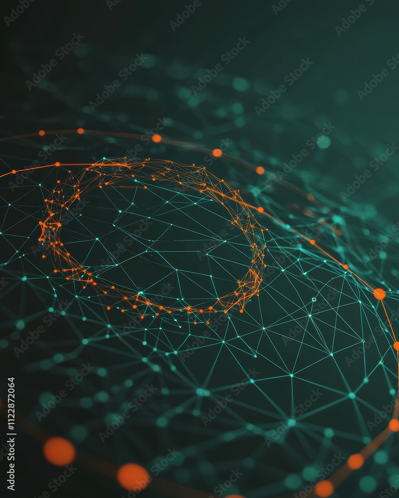 Poster abstract digital network connection with nodes and lines