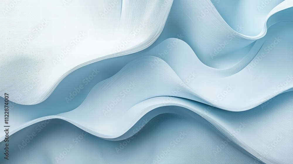 Poster soft blue fabric texture with gentle waves and flowing patterns