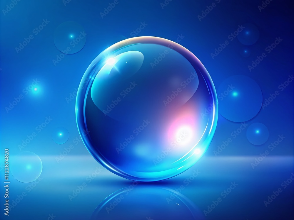 Poster deep blue bubble orb banner background with gradient for web design and digital art projects, featur