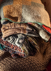 knitted handicraft, beautiful knitting pattern, handicraft concept, making clothes by hand