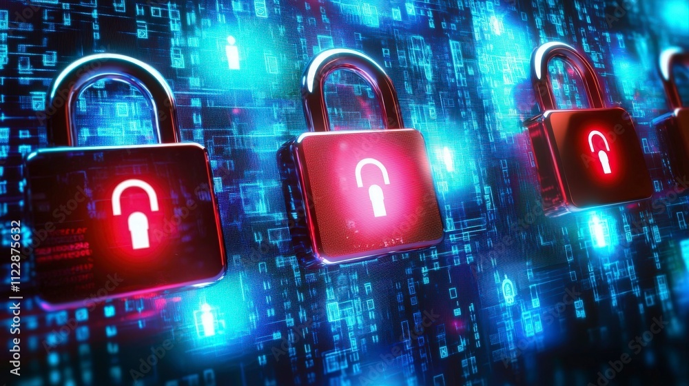 Fototapete Addressing security risks of privacy breaches in digital spacesa visual exploration of cyber threats and safeguards