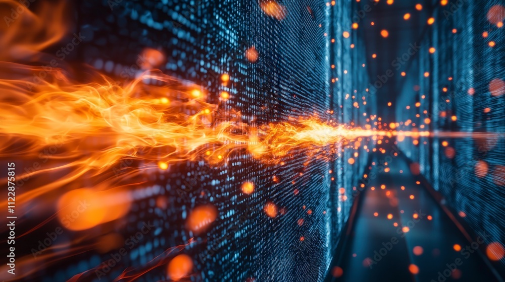 Aufkleber Guarding data centers against cybersecurity threats focusing on vulnerabilities in a high-tech environment