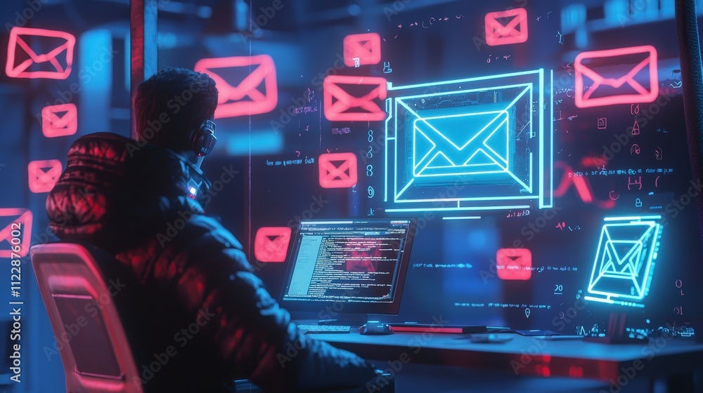 Aufkleber cybersecurity threatsanalyzing data phishing risks in a digital workspace