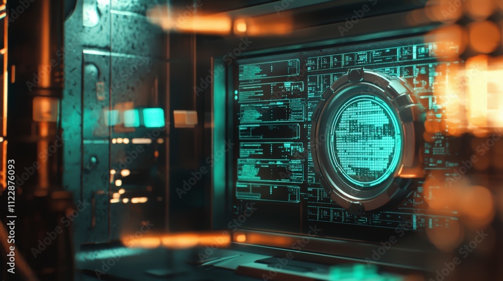 Poster Mitigating security risks in data safeguarding digital workspace visual art cyber environment close-up technology concept