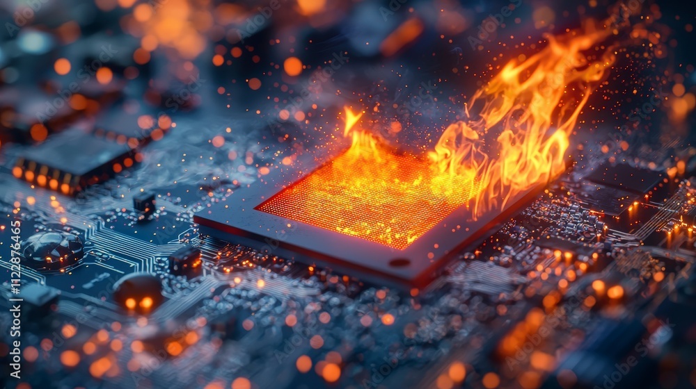 Poster cybersecurity threatsunderstanding firewall risks amidst digital firestorms in technology environmen