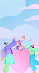 Happy Valentine's Day flat character vector concept business hand drawn illustration
