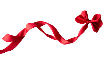 Elegant red satin bow with flowing ribbons
on a transparent background