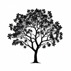Tree Silhouette Illustration Isolated White Background