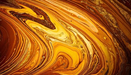 Gold Fluid Art Marbling Paint Textured Background, Abstract 3D Look