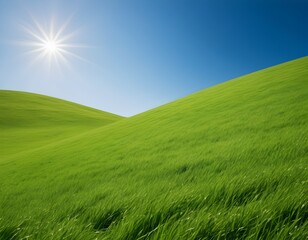 Obraz premium Green hill under a clear blue sky, growth and tranquility concept. AI Illustration.