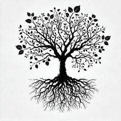 Tree Silhouette Illustration Isolated White Background