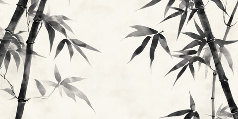 Serene bamboo forest nature landscape minimalist art tranquil ambiance close-up view zen concept for relaxation