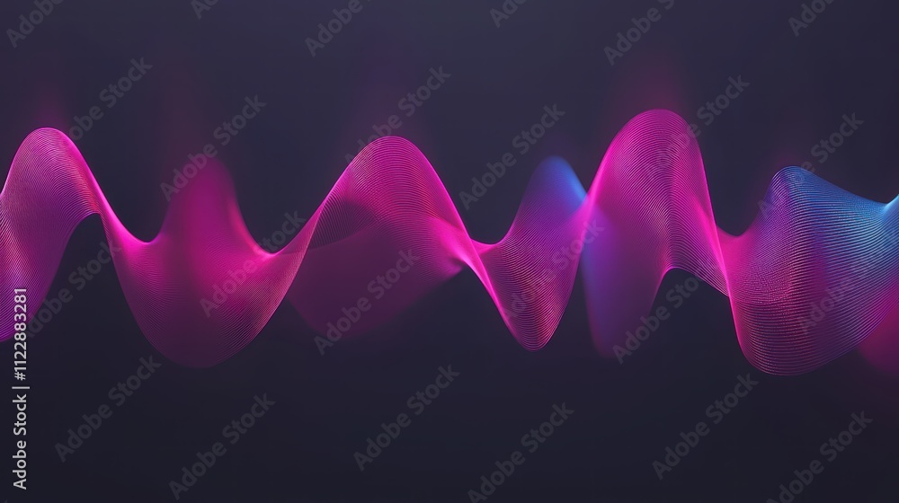 Poster colorful wave pattern with gradient lights on dark background