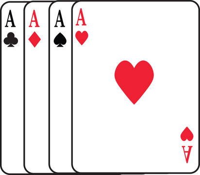 Playing card icon silhouette and editable red and black color flat or line vector isolated on transparent background. Spade ace suit A hearts playing card symbol. Poker card game sign pictogram.