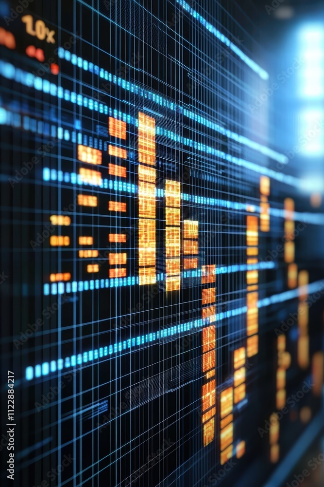 Poster abstract digital data visualization with graphs and patterns