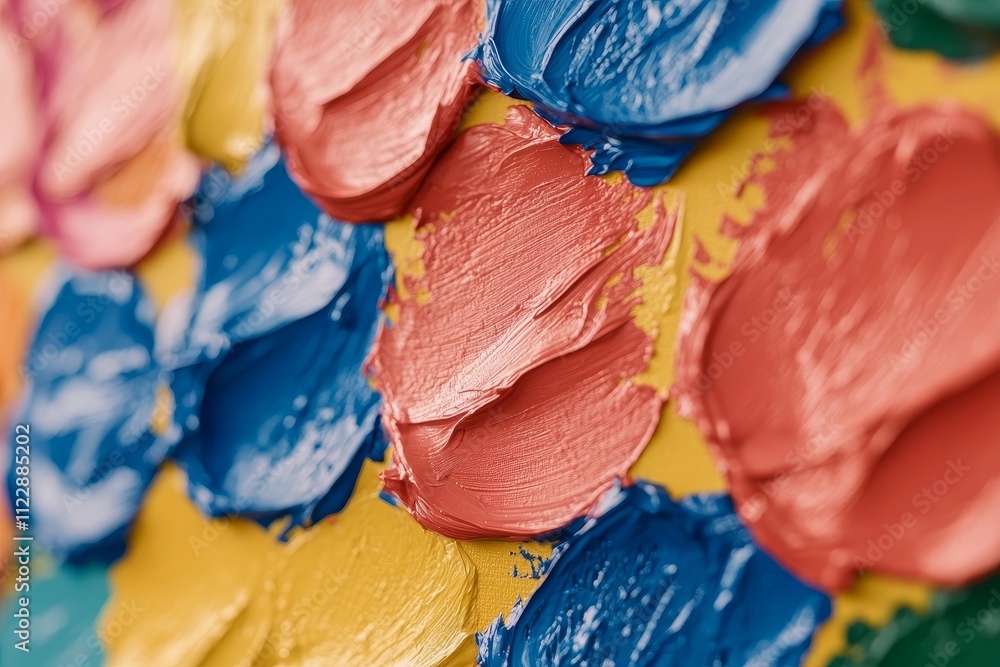Poster vibrant palette of acrylic paints displaying bold colors and textures with a soft focus background c