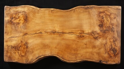 A smooth, natural wooden tabletop showcasing unique grain patterns and edges.