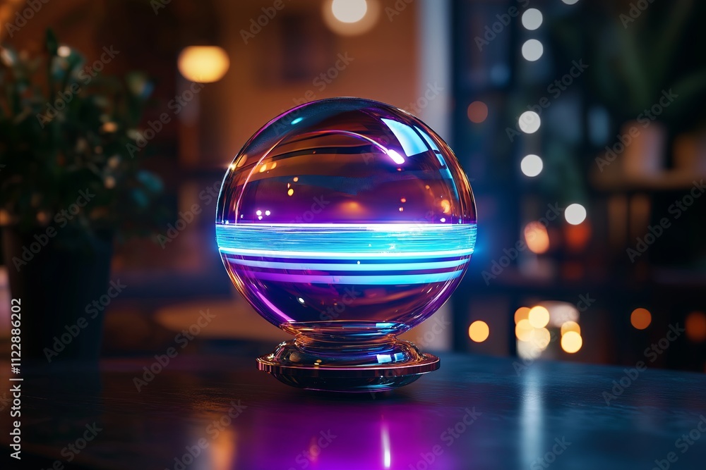 Poster An AI-driven personal assistant shaped as a glowing orb hovering in mid-air