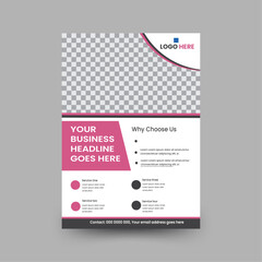 Pink colour Corporate Flyer or Brochure Template Design for Marketing.	