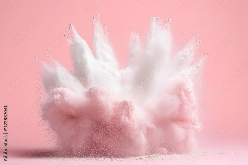 Poster vivid explosion of colorful dust clouds in artistic composition on soft pink background capturing be