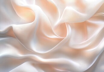 Obraz premium Soft and Elegant White Satin Fabric Draped Gracefully, Perfect for Backdrops, Fashion Prints, and Textile Design Projects, Showcasing Smooth Texture and Subtle Sheen
